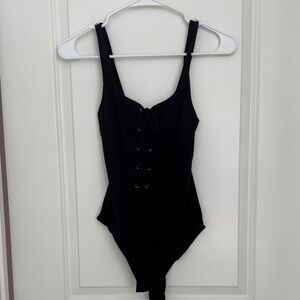 Lulus Black Lace-Up Body Suit